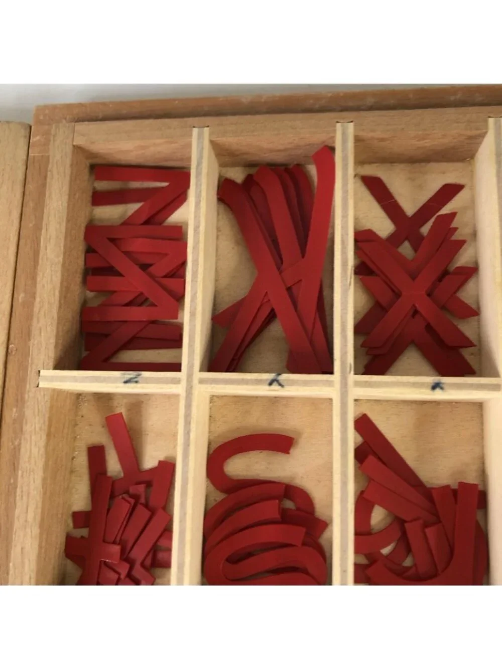 Montessori Movable Alphabet Letters Wooden Storage Box Red Blue Learning Toy